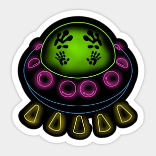 Neon UFO Sticker